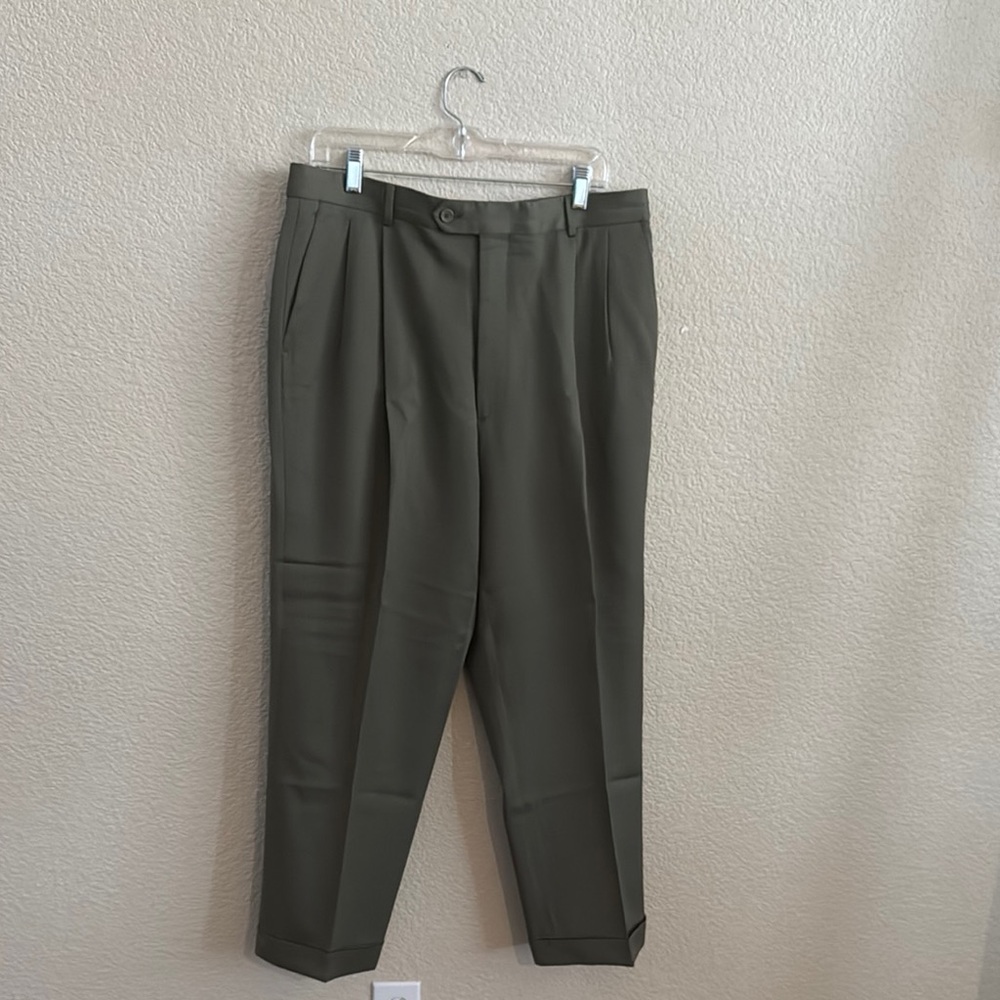 Paul Fredrick Green Dress Pants Pleated Front Classic Fit
